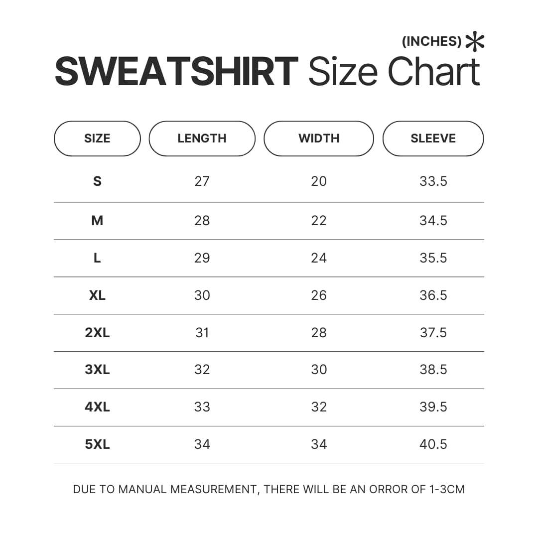 Sweatshirt Size Chart - Subtronics Store