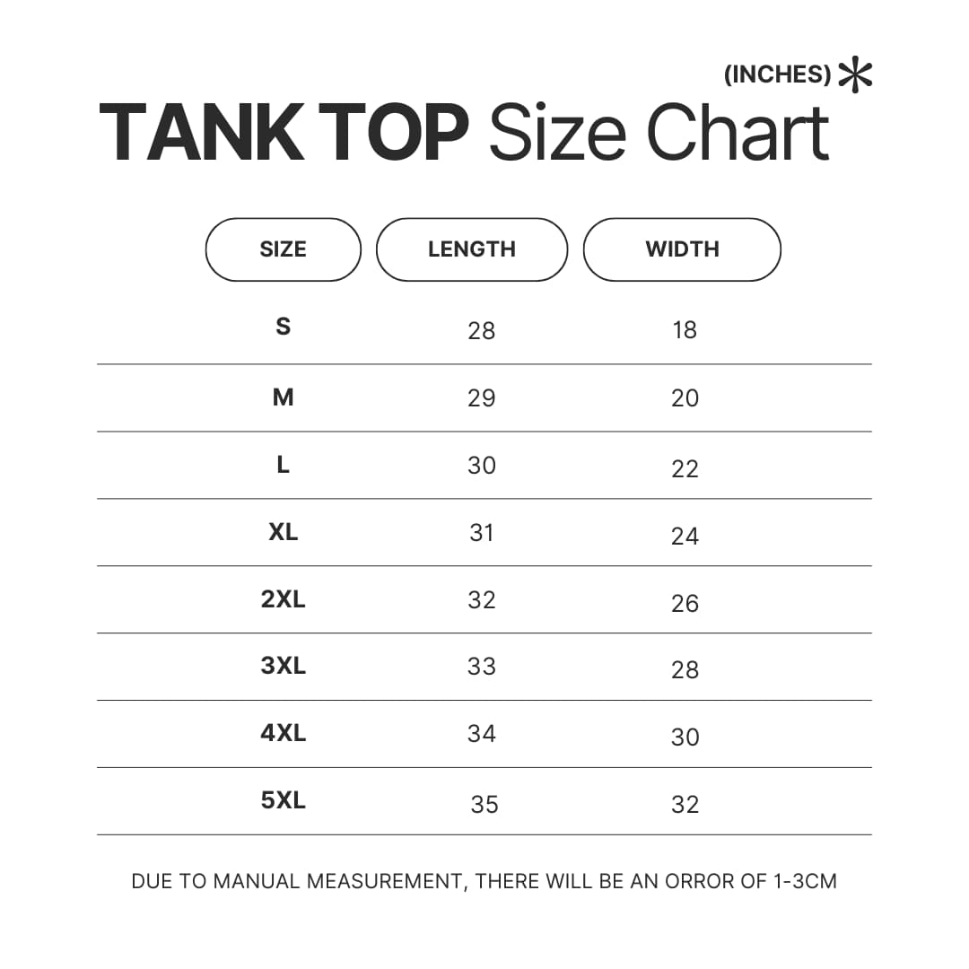 Tank Top Size Chart - Subtronics Store